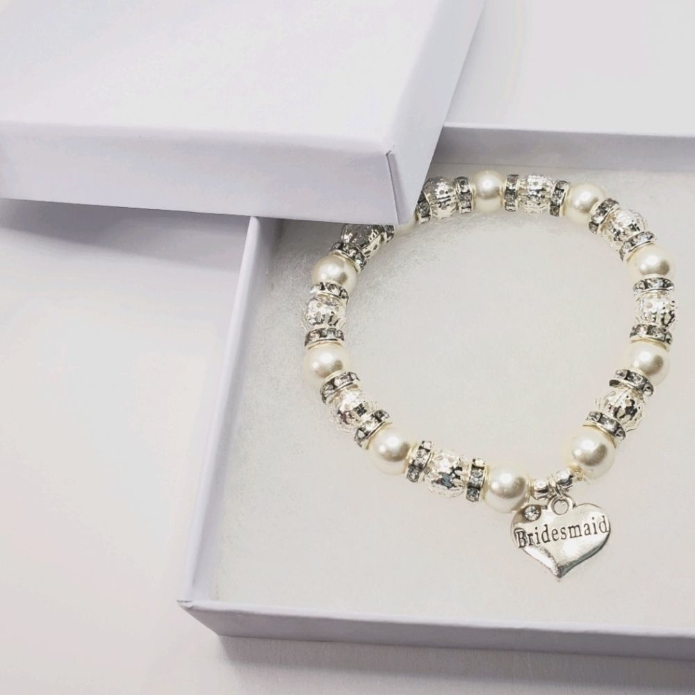Bridesmaid Hand Craft Glass Pearl Strech Bracelets